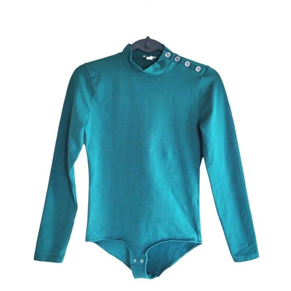 J. Crew Womens Top Green S Bodysuit Mock Neck One Piece